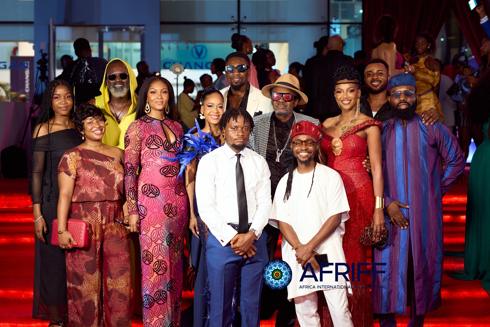 Filmmakers and guests of the Cold Dishes cast on the AFRIFF red carpet